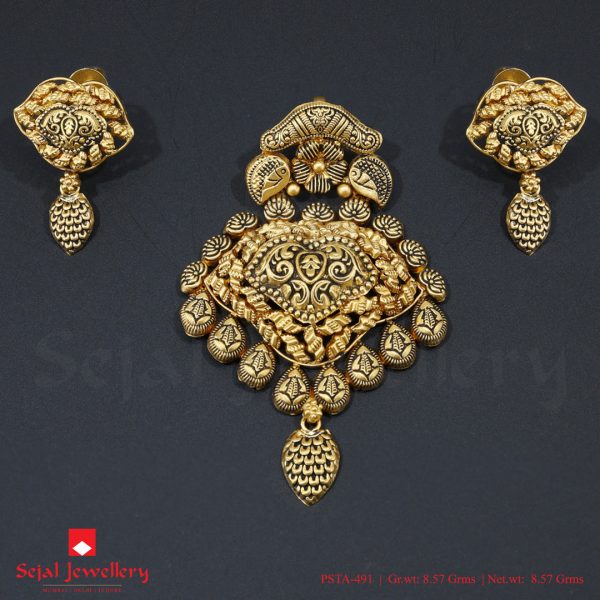 Antique Plain Jewellery Pendant Sets PSTA-491