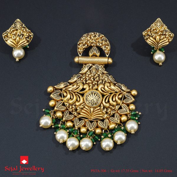 Antique Plain Jewellery Pendant Sets PSTA-506