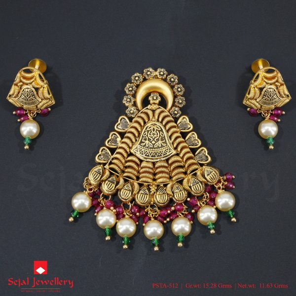 Antique Plain Jewellery Pendant Sets PSTA-512