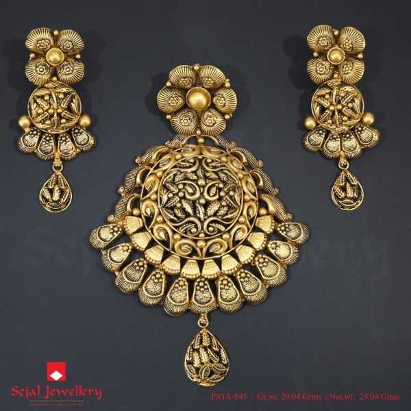 Antique Plain Jewellery Pendant Sets PSTA-545