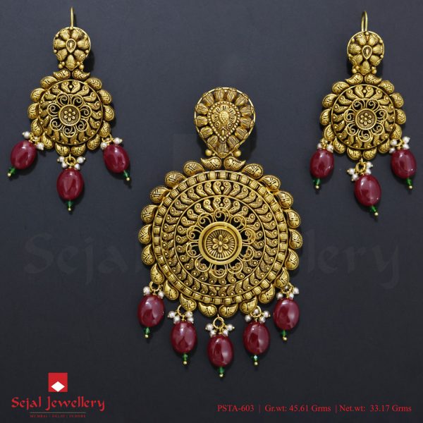 Antique Plain Jewellery Pendant Sets PSTA-603